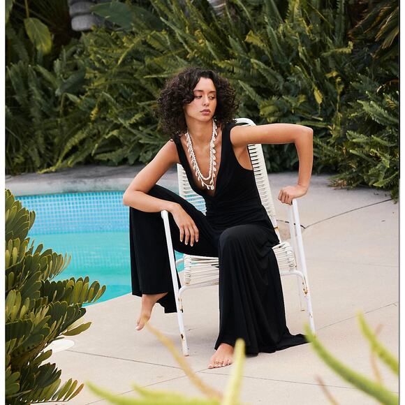 NEW Free People Beach Harlow Twist Front Wide Leg Jumpsuit Black XS Oversized - Picture 2 of 10